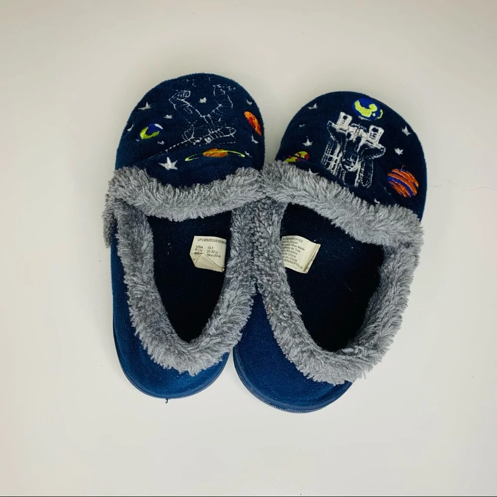 Blue Space Shuttle Astronaut Space Slippers Size 13-1